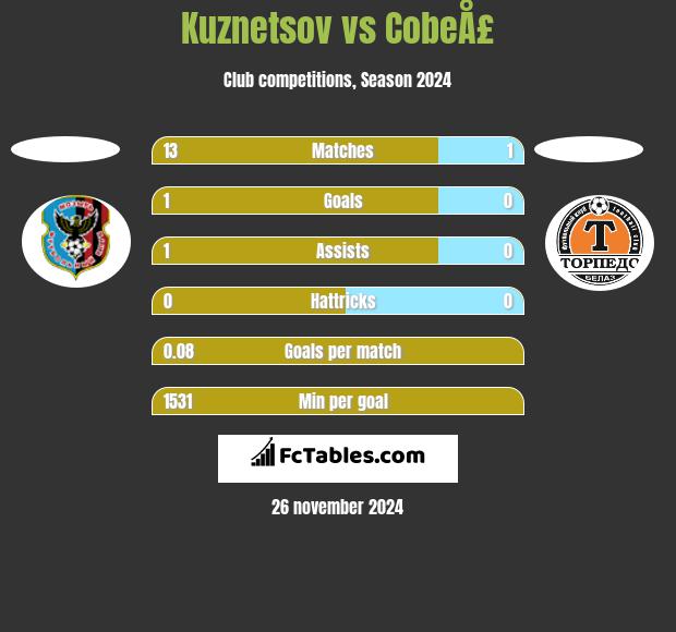 Kuznetsov vs CobeÅ£ h2h player stats