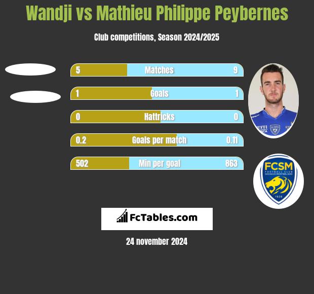 Wandji vs Mathieu Philippe Peybernes h2h player stats