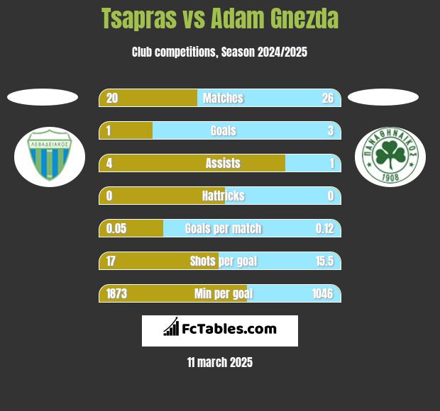 Tsapras vs Adam Gnezda h2h player stats