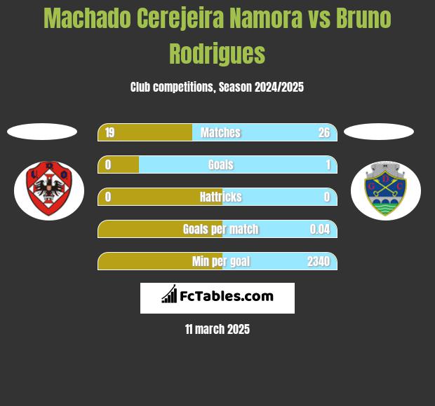 Machado Cerejeira Namora vs Bruno Rodrigues h2h player stats