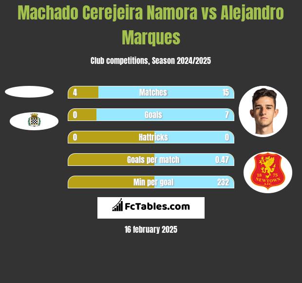 Machado Cerejeira Namora vs Alejandro Marques h2h player stats