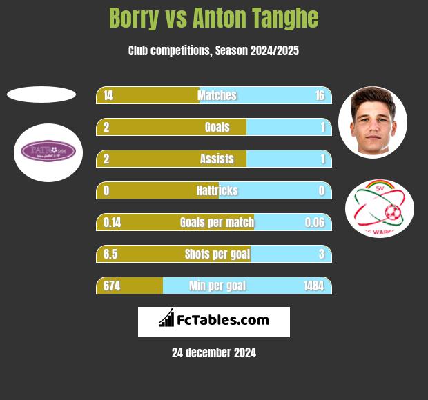 Borry vs Anton Tanghe h2h player stats