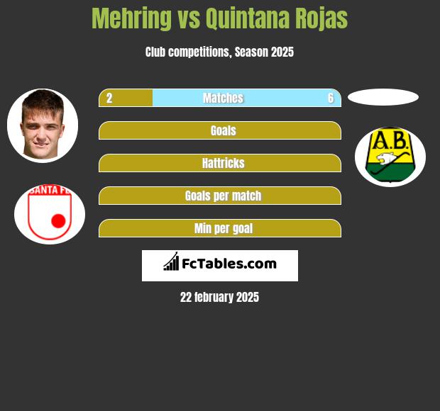 Mehring vs Quintana Rojas h2h player stats