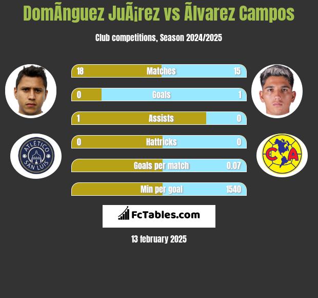 DomÃ­nguez JuÃ¡rez vs Ãlvarez Campos h2h player stats