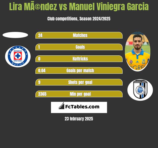 Lira MÃ©ndez vs Manuel Viniegra Garcia h2h player stats