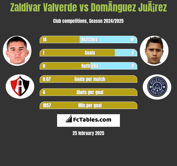 Zaldivar Valverde vs DomÃ­nguez JuÃ¡rez h2h player stats