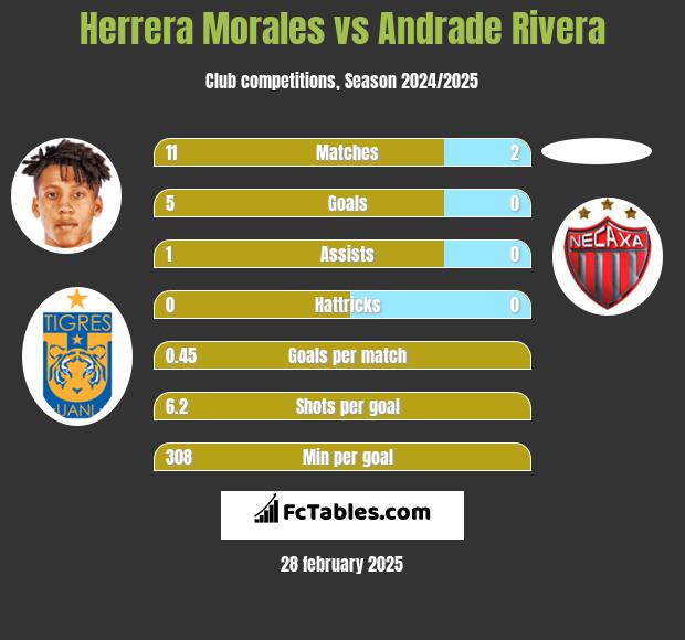 Herrera Morales vs Andrade Rivera h2h player stats