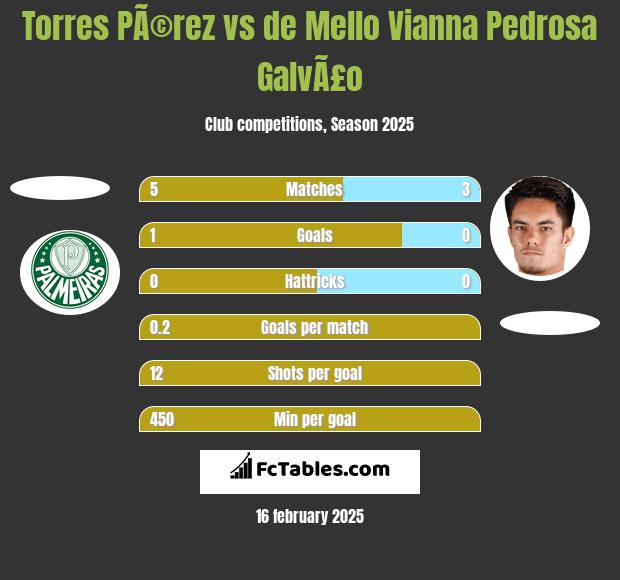 Torres PÃ©rez vs de Mello Vianna Pedrosa GalvÃ£o h2h player stats