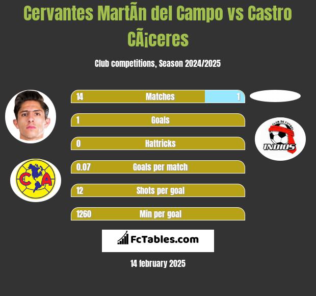 Cervantes MartÃ­n del Campo vs Castro CÃ¡ceres h2h player stats