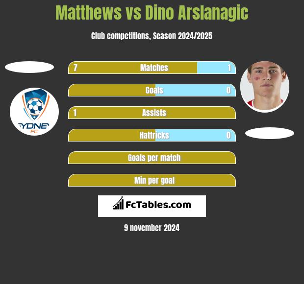 Matthews vs Dino Arslanagic h2h player stats