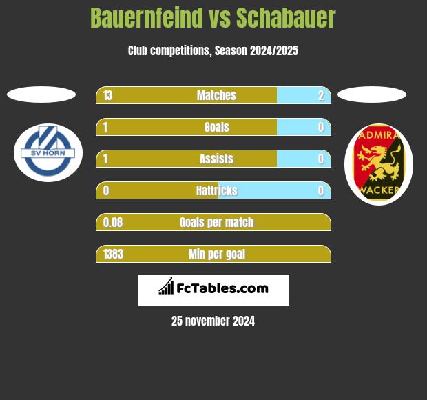 Bauernfeind vs Schabauer h2h player stats