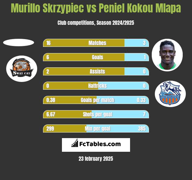 Murillo Skrzypiec vs Peniel Kokou Mlapa h2h player stats