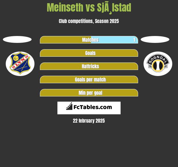 Meinseth vs SjÃ¸lstad h2h player stats