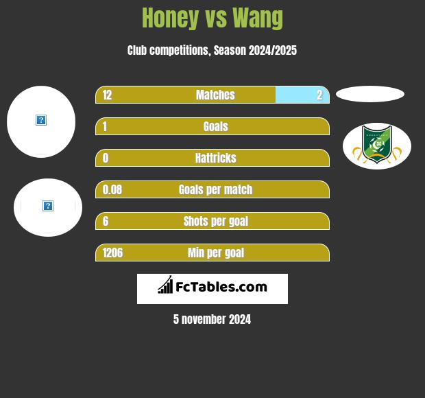 Honey vs Wang h2h player stats