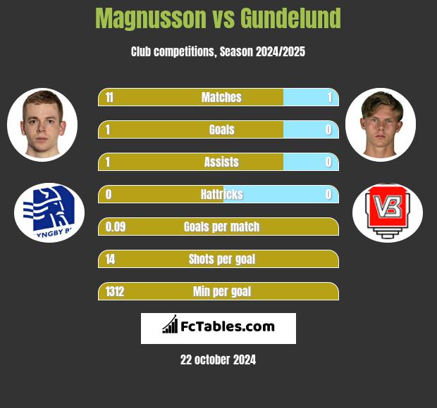 Magnusson vs Gundelund h2h player stats