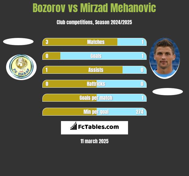 Bozorov vs Mirzad Mehanovic h2h player stats