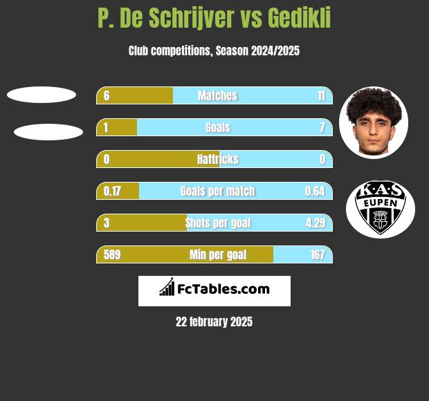 P. De Schrijver vs Gedikli h2h player stats