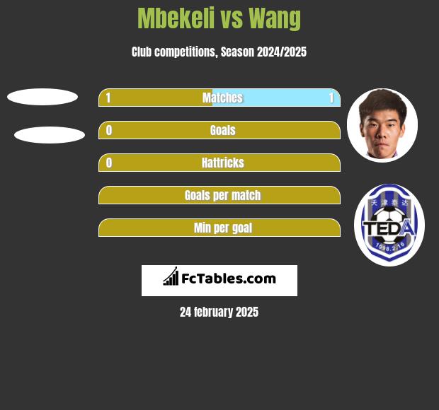 Mbekeli vs Wang h2h player stats