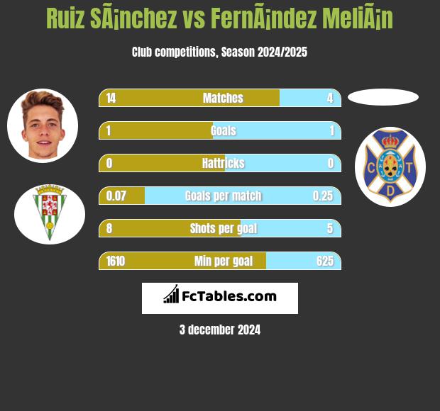 Ruiz SÃ¡nchez vs FernÃ¡ndez MeliÃ¡n h2h player stats