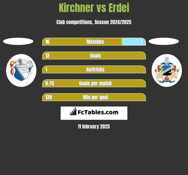 Kirchner vs Erdei h2h player stats