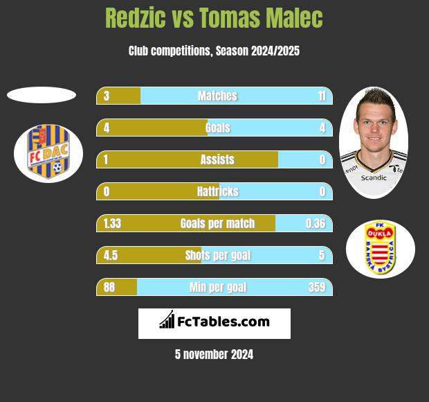 Redzic vs Tomas Malec h2h player stats