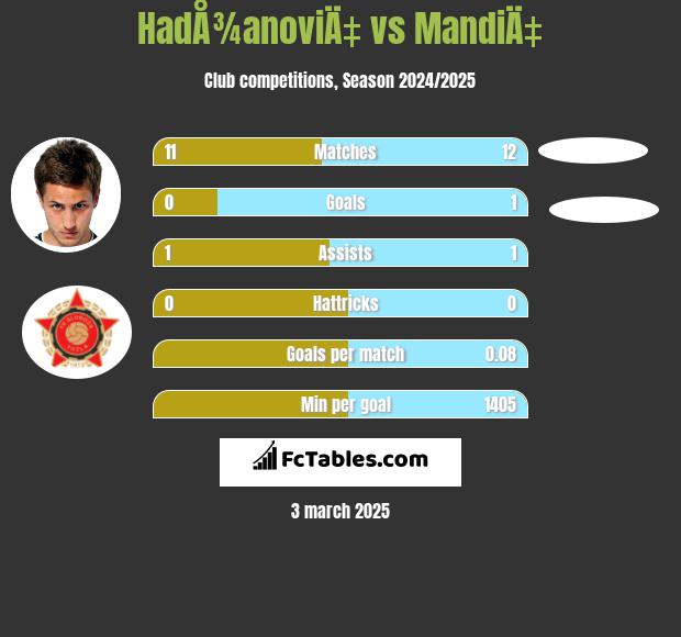 HadÅ¾anoviÄ‡ vs MandiÄ‡ h2h player stats