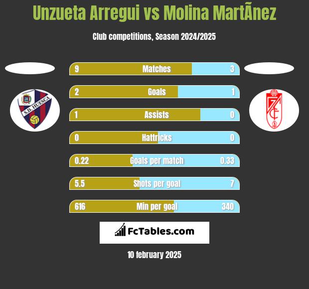 Unzueta Arregui vs Molina MartÃ­nez h2h player stats