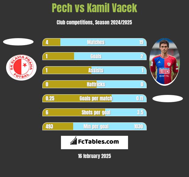 Pech vs Kamil Vacek h2h player stats