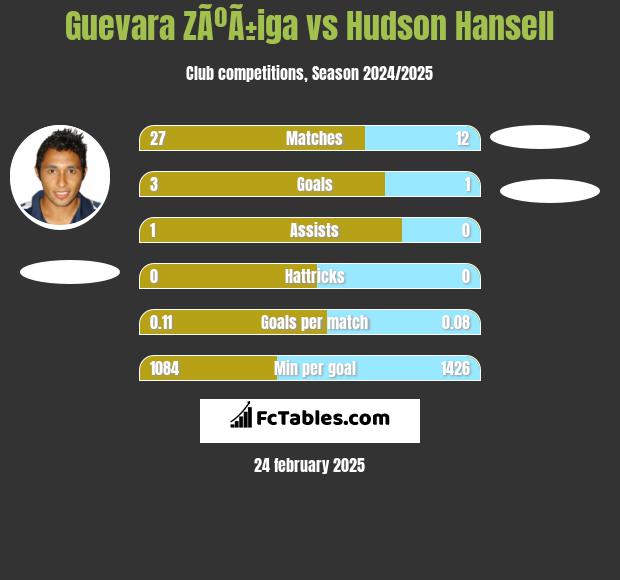 Guevara ZÃºÃ±iga vs Hudson Hansell h2h player stats