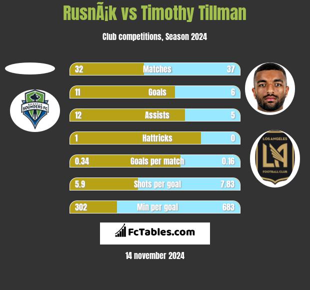 RusnÃ¡k vs Timothy Tillman h2h player stats