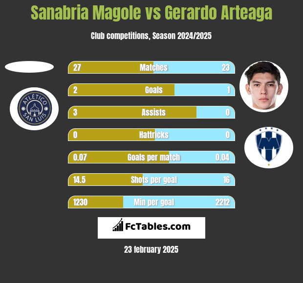 Sanabria Magole vs Gerardo Arteaga h2h player stats