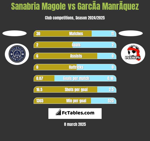 Sanabria Magole vs GarcÃ­a ManrÃ­quez h2h player stats