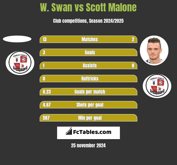 W. Swan vs Scott Malone h2h player stats