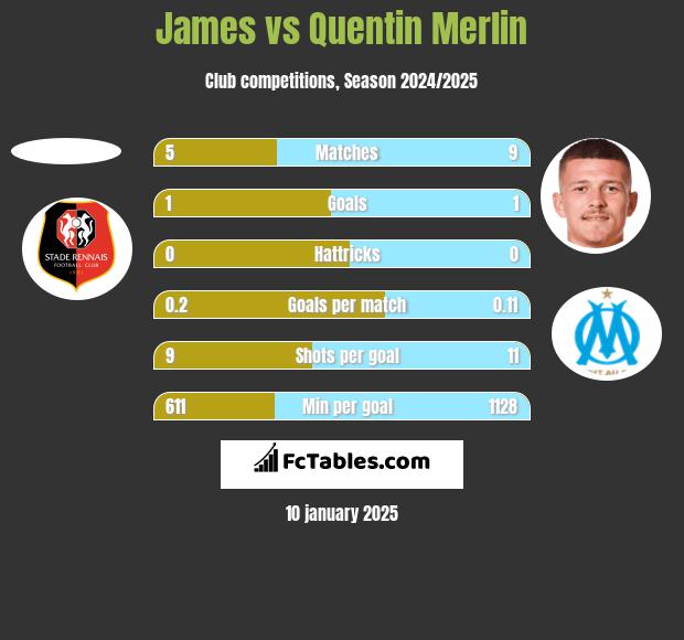 James vs Quentin Merlin h2h player stats