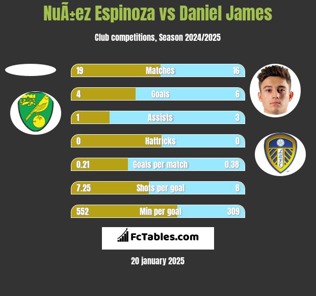 NuÃ±ez Espinoza vs Daniel James h2h player stats