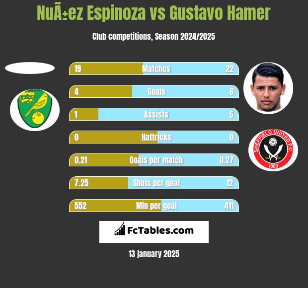 NuÃ±ez Espinoza vs Gustavo Hamer h2h player stats