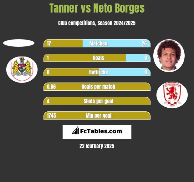 Tanner vs Neto Borges h2h player stats