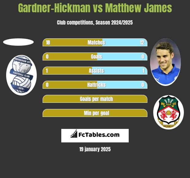 Gardner-Hickman vs Matthew James h2h player stats