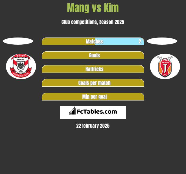 Mang vs Kim h2h player stats