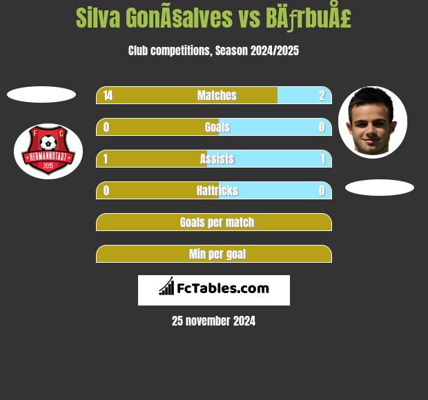 Silva GonÃ§alves vs BÄƒrbuÅ£ h2h player stats