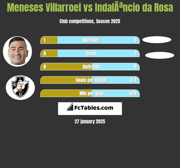 Meneses Villarroel vs IndalÃªncio da Rosa h2h player stats