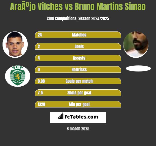 AraÃºjo Vilches vs Bruno Martins Simao h2h player stats