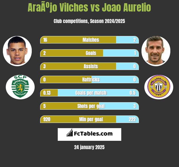 AraÃºjo Vilches vs Joao Aurelio h2h player stats