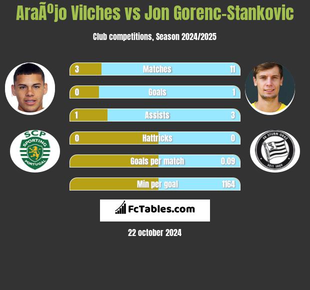 AraÃºjo Vilches vs Jon Gorenc-Stankovic h2h player stats