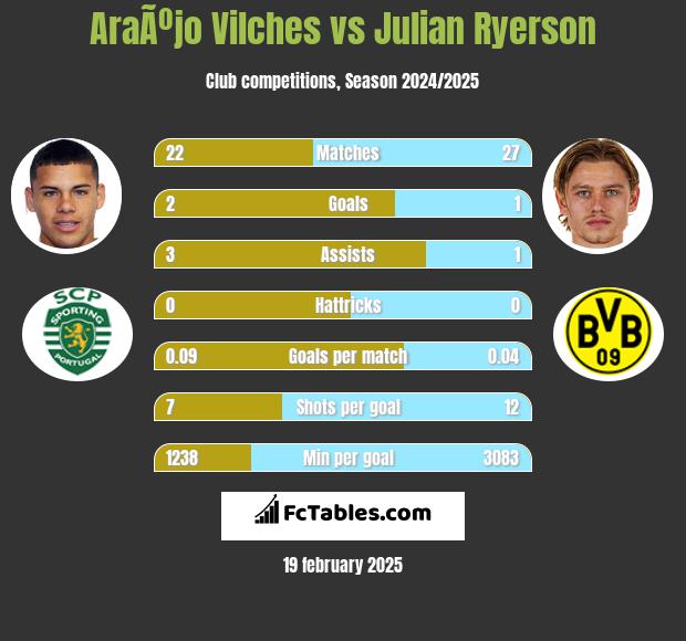 AraÃºjo Vilches vs Julian Ryerson h2h player stats