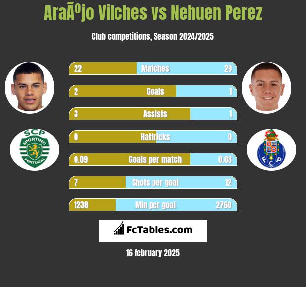 AraÃºjo Vilches vs Nehuen Perez h2h player stats