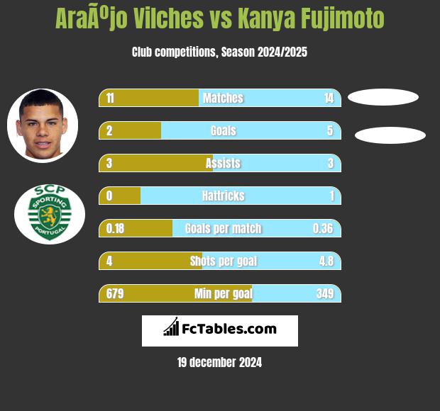 AraÃºjo Vilches vs Kanya Fujimoto h2h player stats