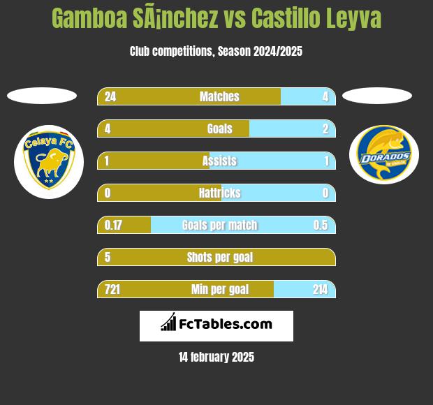 Gamboa SÃ¡nchez vs Castillo Leyva h2h player stats