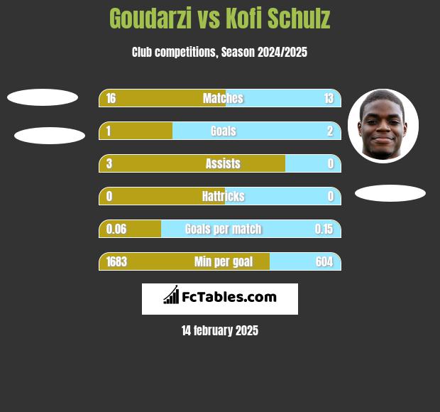 Goudarzi vs Kofi Schulz h2h player stats