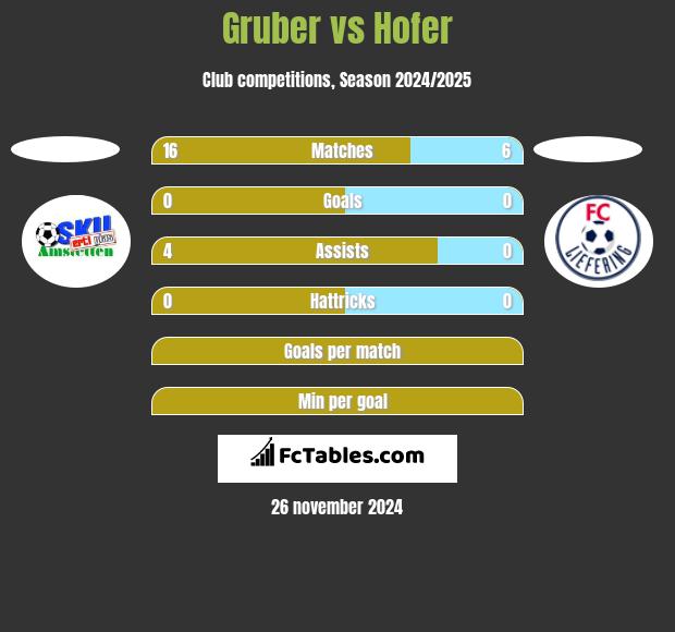 Gruber vs Hofer h2h player stats